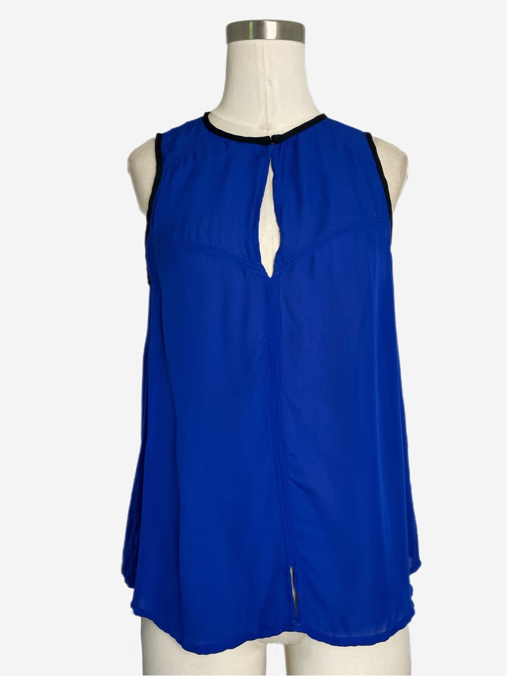 ALC Royal blue sleeveless silk keyhole blouse preppy workwear classic flowy M